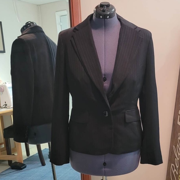 Jones New York Pin Striped Double Breasted Blazer - Picture 1 of 6